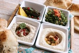 arabic mezze just like a meal table with most of the dishes in one place.