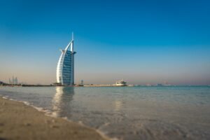 Best dubai beach with the site of burj ul arab best for the travellers.