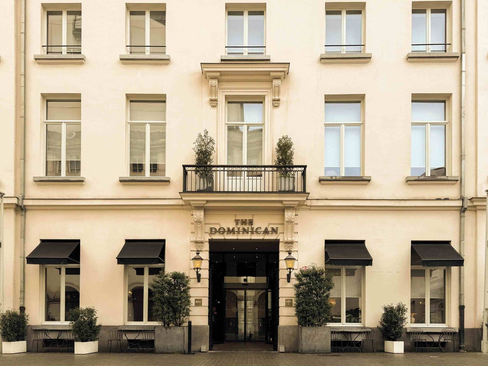 a entrance of a hotel