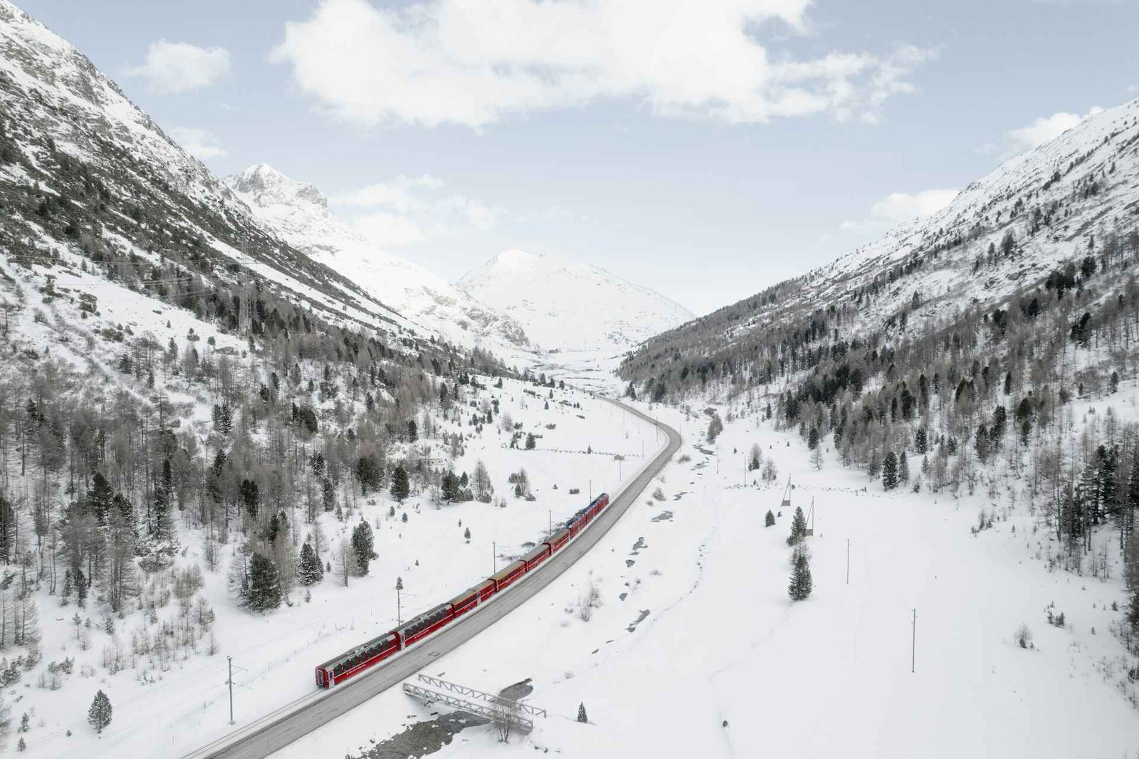 train across valleys in switzerland